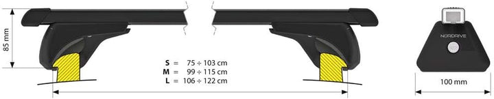 NORDRIVE N15051 Paar Dachträger aus Stahl, 127 cm