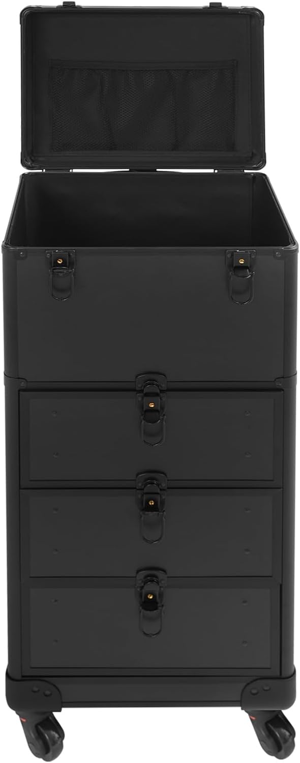 Kosmetikkoffer, 34x27x107cm Schminkkoffer Salonwagen mit Schubladen, Makeup-Organizer-Etui, Rollbare