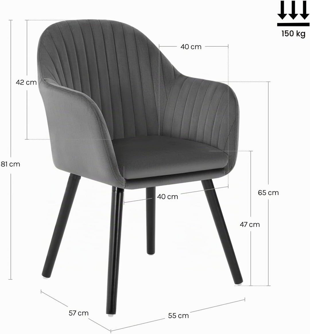 WOLTU Esszimmerstühle 2er Set, für Schlafzimmer Küche Wohnzimmer, Küchenstühle gepolstert mit Armleh