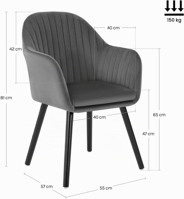 WOLTU Esszimmerstühle 2er Set, für Schlafzimmer Küche Wohnzimmer, Küchenstühle gepolstert mit Armleh