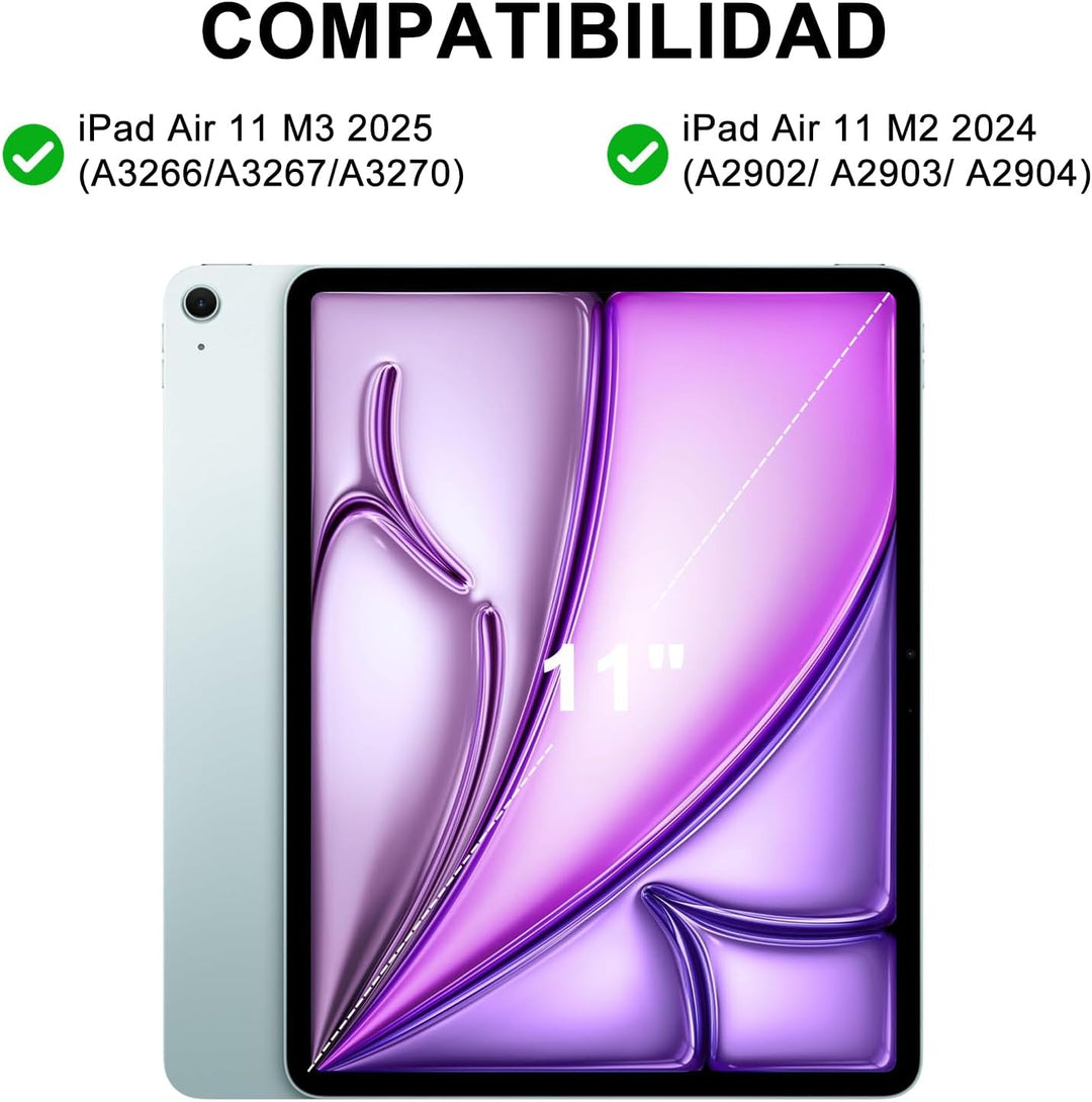 Tastatur für iPad Air 11 M2/M3 2024/2025, Hülle mit spanischem Ñ, Bluetooth-Tastatur mit Hintergrund