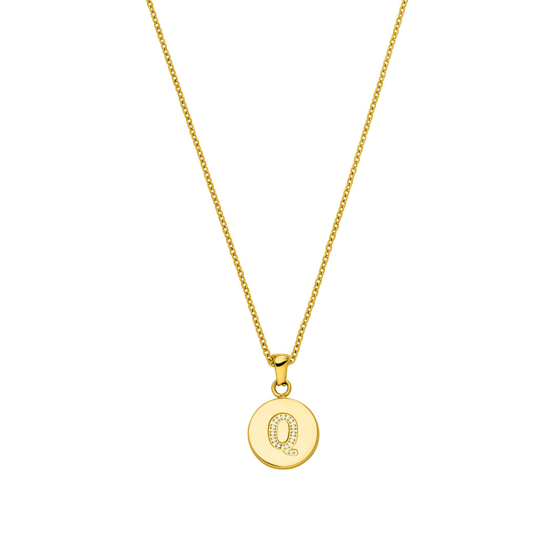 PURELEI® Buchstabe Coin Kette (Gold, Silber), Damen Halskette Initiale aus langlebigem Edelstahl mit