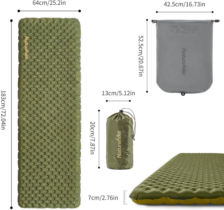 Naturehike 3,5R- Wert Camping Isomatte Ultralight 4 Jahreszeiten (-6℃) Selbstaufblasend mit aufblasb