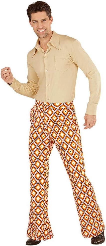 shoperama 70er Jahre Retro Herren Hose mit und ohne Muster Disco Kostüm Siebziger Schlager, Grösse:L