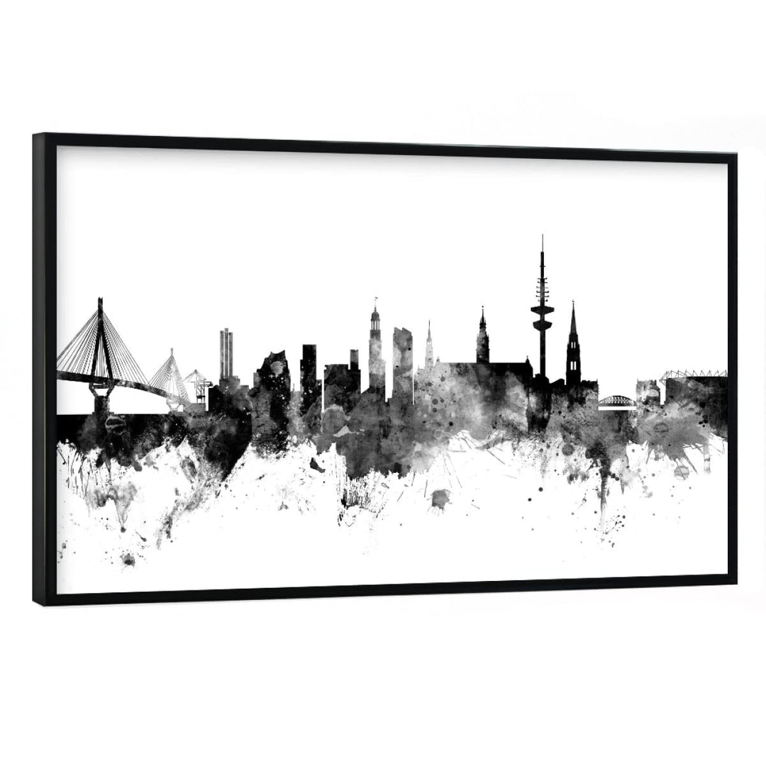 artboxONE Poster mit schwarzem Rahmen 30x20 cm Städte Skyline Hamburg - Bild Hamburg Hamburg minimal