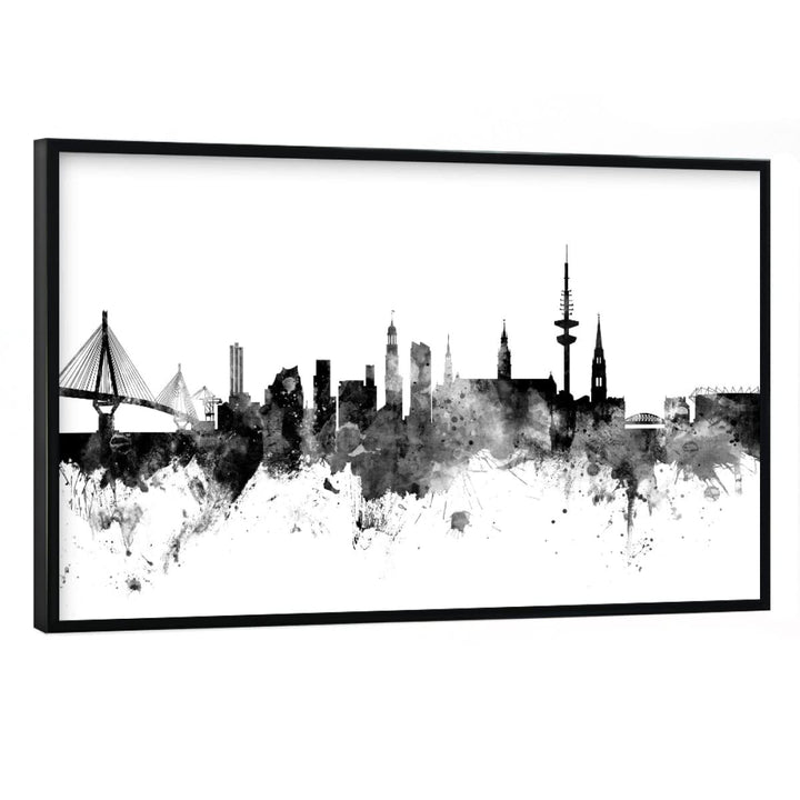artboxONE Poster mit schwarzem Rahmen 30x20 cm Städte Skyline Hamburg - Bild Hamburg Hamburg minimal