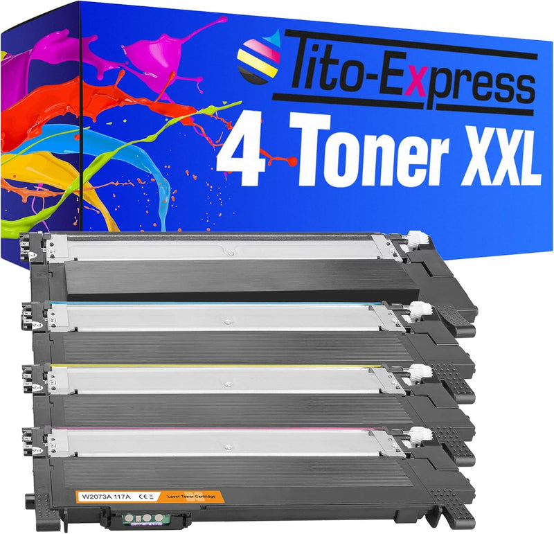 Tito-Express 4 Toner XXL inkl. Chip kompatibel mit HP 117A für Color Laser MFP 178nwg 179fwg 150nw 1