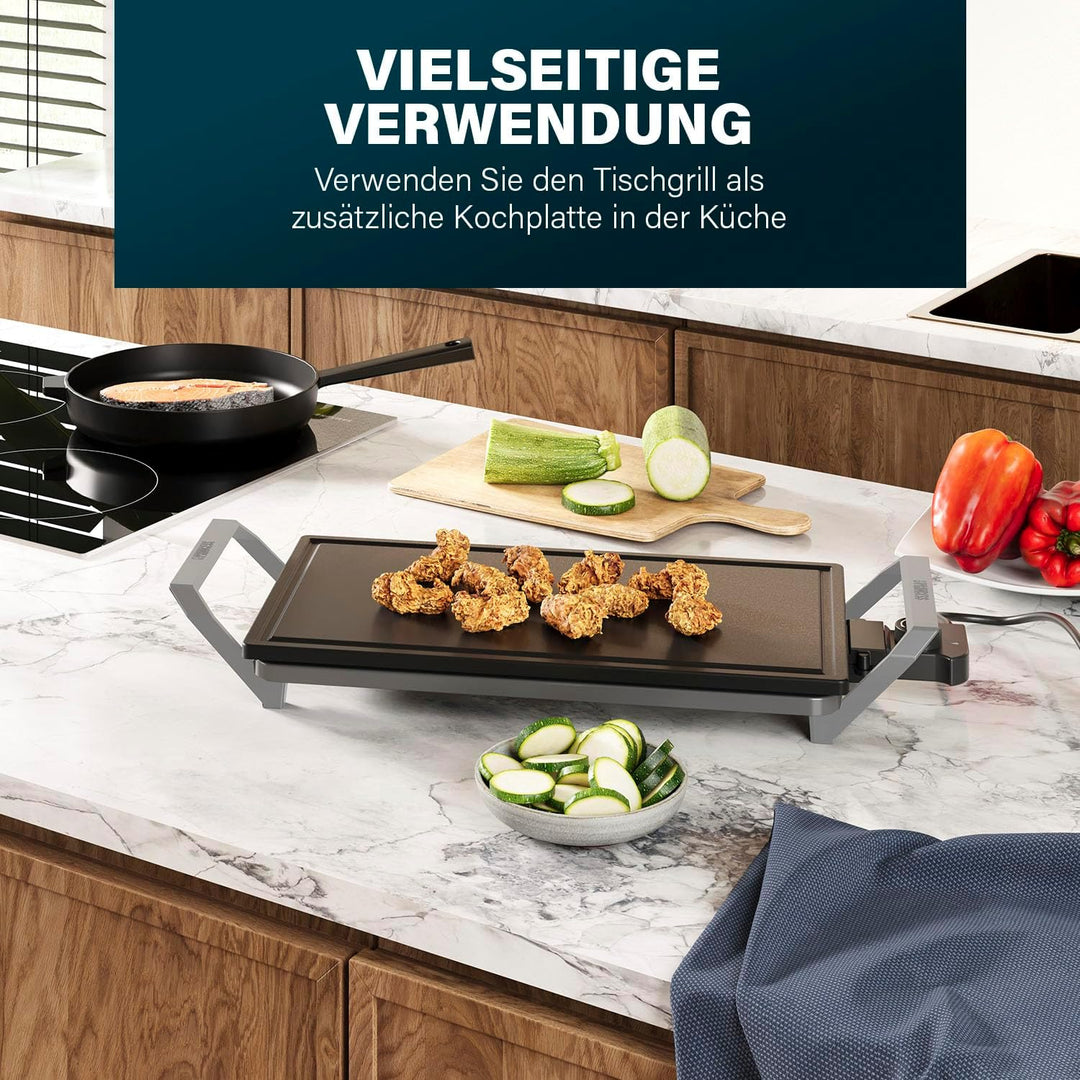 Princess Table Chef Premium Stein-Grill – Extra grosse Grillfläche 46 x 26 cm – Keramik-Grillplatte