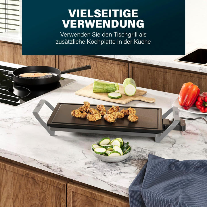 Princess Table Chef Premium Stein-Grill – Extra grosse Grillfläche 46 x 26 cm – Keramik-Grillplatte