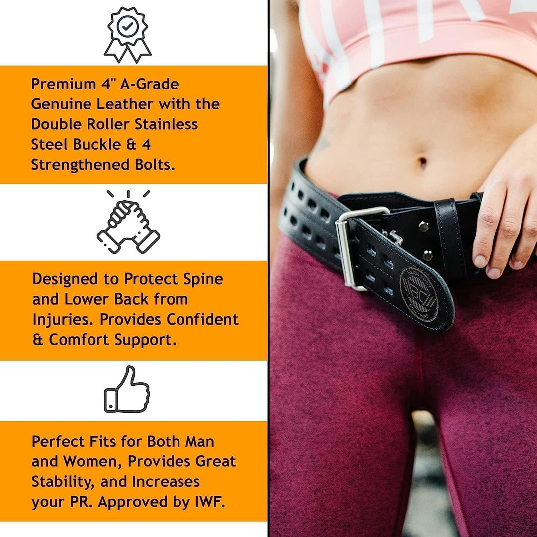 WARM BODY COLD MIND Premium Gewichthebergürtel aus Leder (10cm) für Krafttraining - Gym Gürtel für G