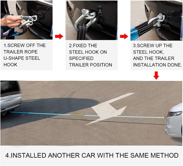 Abschleppseil Auto, Haofy 5m x 5cm Notfall Abschleppgurt, 8 Tonnen Bruchfestigkeit, mit Rutsch Hands