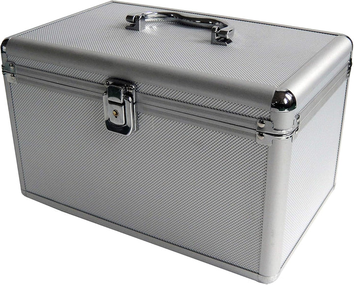 MediaRange Archivierungskoffer für 200 Discs, Aluminium-Optik, mit Einhängetaschen, silber, 18cm Sin