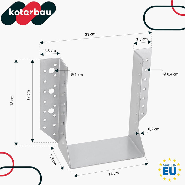 KOTARBAU® 10er Set Balkenschuh Typ A 140 mm Holzbalkenverbinder Balkenverbinder Verbinder für Baukon