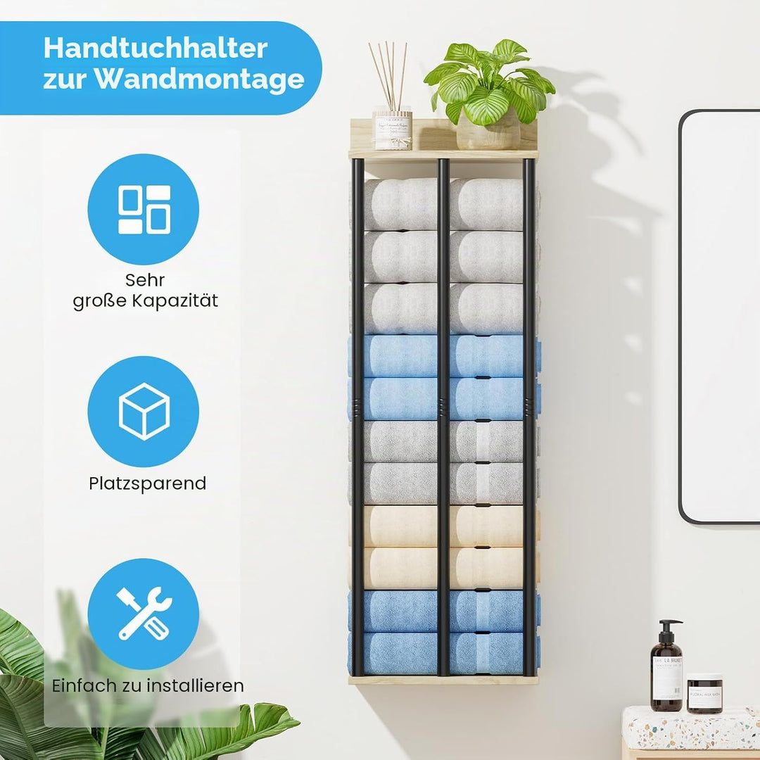 Handtuchhalter Wand – Grosse Kapazität Badezimmer Organizer – Ideal für gerollte Handtücher & Handtu
