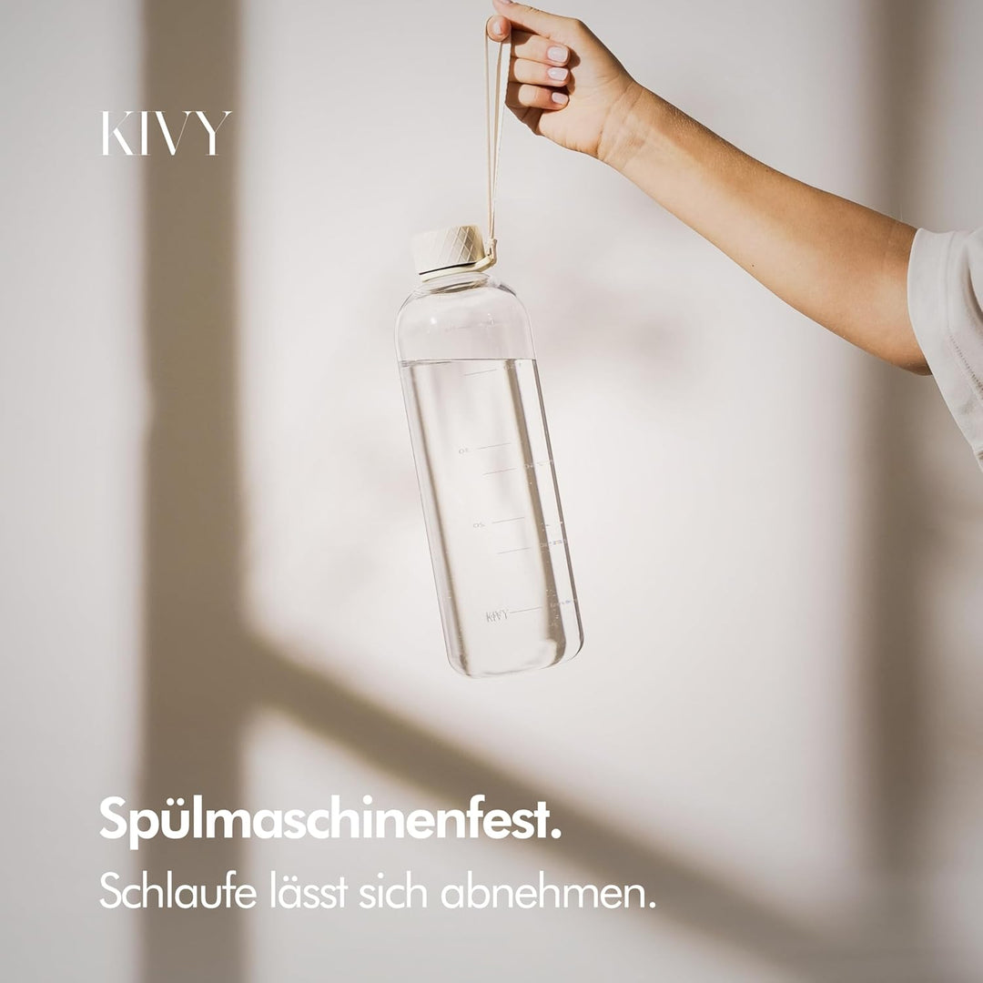 KIVY Tritan-Wasserflasche 1,5 Liter - Kohlensäure geeignet & Auslaufsicher - Für Sport, Schule & Bür