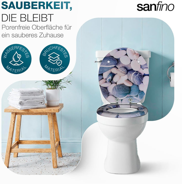 Premium WC Sitz mit Absenkautomatik – hochwertige Toilettendeckel aus Holz, viele bunte Motive, hohe