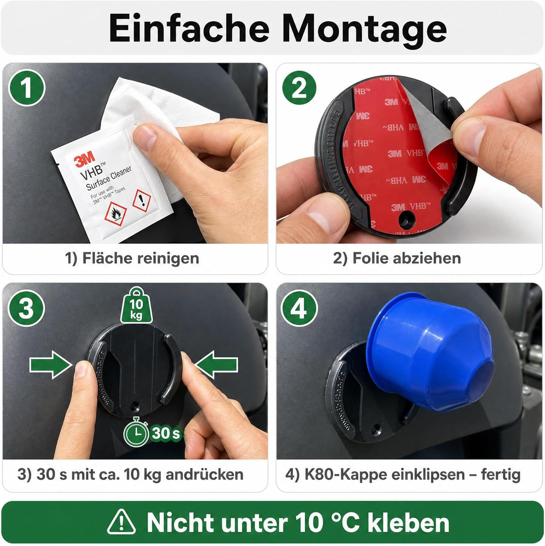 FRUMACO K80 Clip-Halterung für Schutzkappe Anhängerkupplung, Aufbewahrungshalter für 80 mm Kugelkopf
