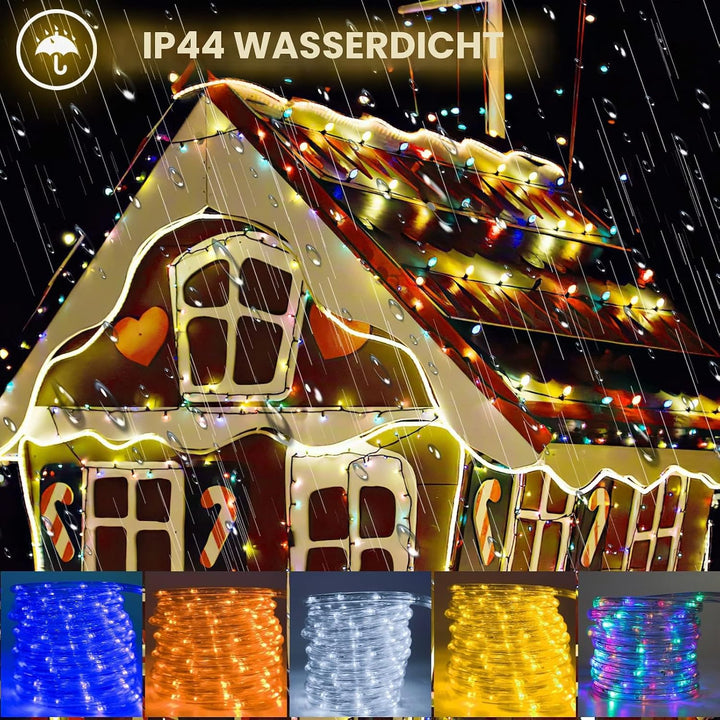 Ikodm 50m LED Lichtschlauch, 1200 LEDs Lichterschlauch 8 Modi,Lichtschlauch Aussen Lichterkette LED