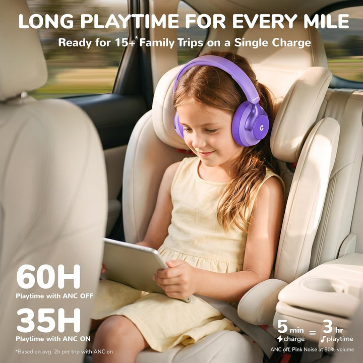 iClever Q950 Noise Cancelling Kopfhörer Kinder, Zertifizierter Gehörschutz | SafeSound Tech 3.1, TÜV