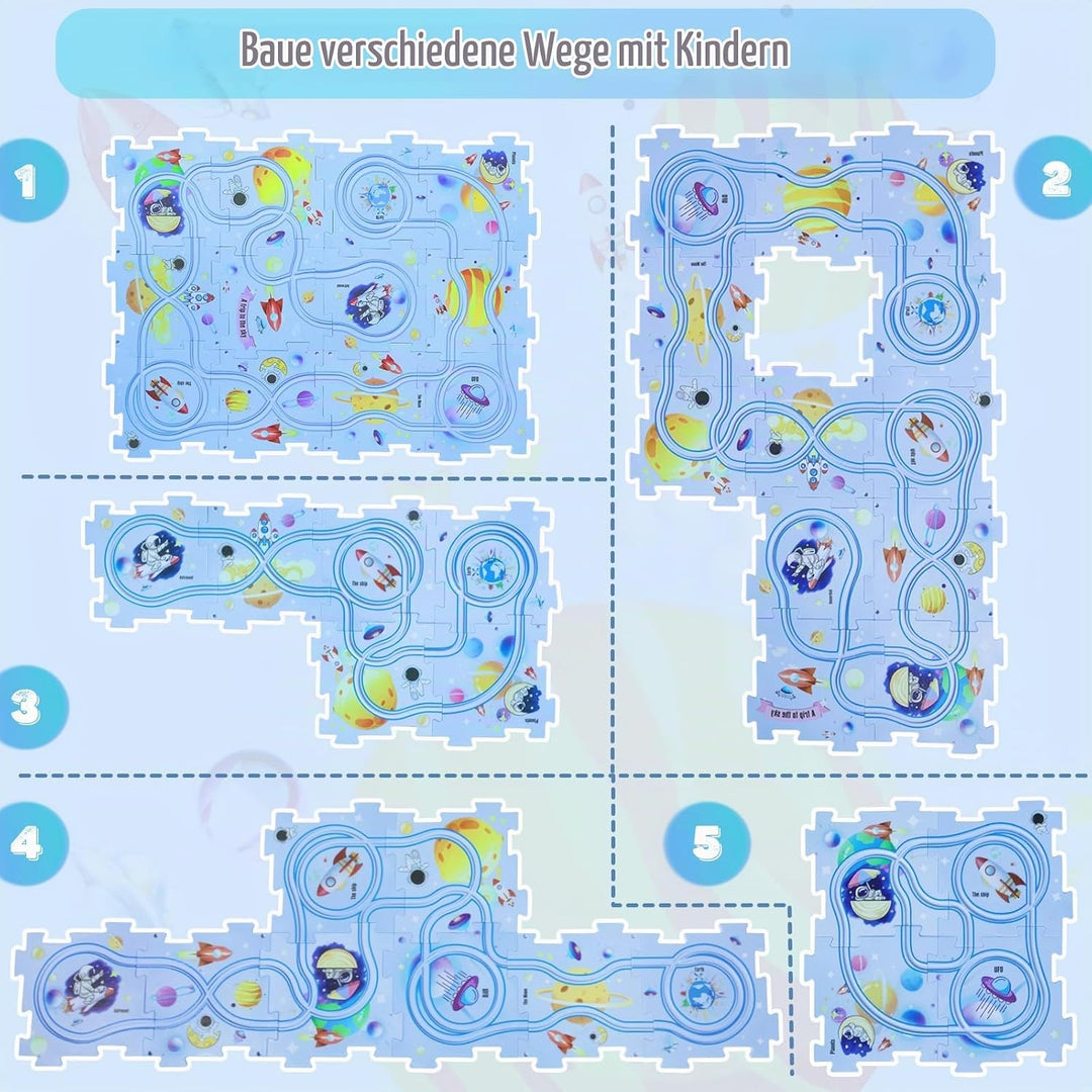 YOOYID Puzzle Track Spielzeug mit Flugzeug Schienenfahrzeug für Kinder Alter 3-5, Kleinkind Puzzle T
