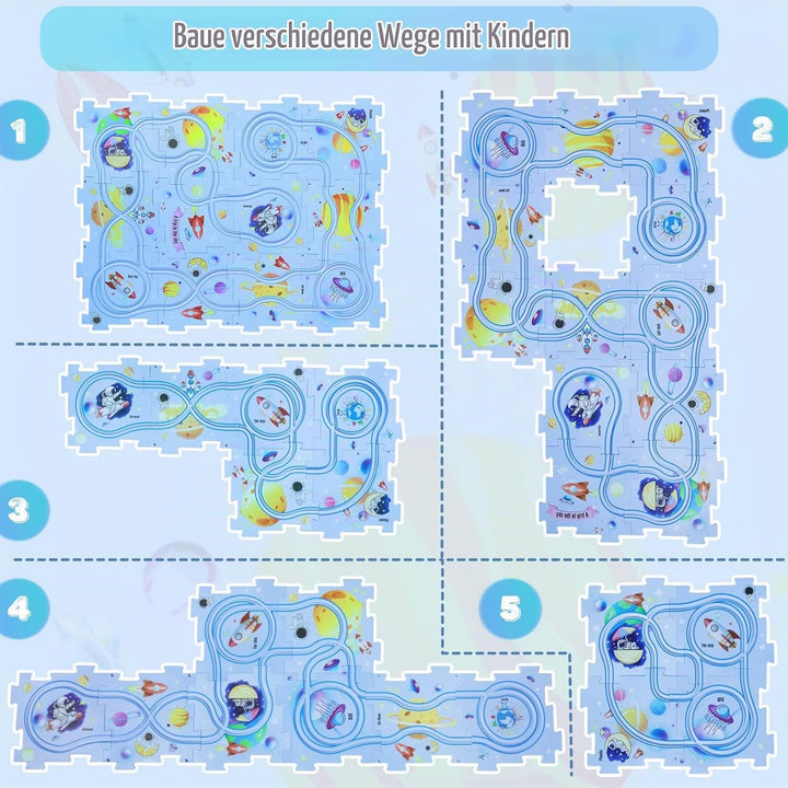 YOOYID Puzzle Track Spielzeug mit Flugzeug Schienenfahrzeug für Kinder Alter 3-5, Kleinkind Puzzle T