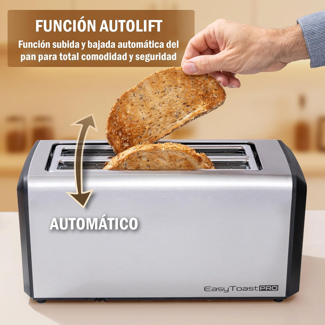 Easy Toast Pro Digitaler Toaster mit Autolift, Touchscreen, 6 Bräunungsstufen, 6 Brotprogramme, Auft