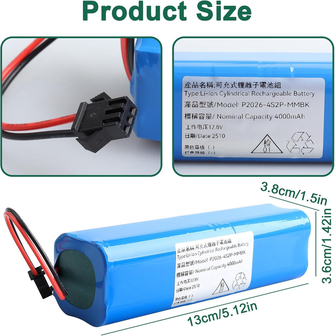 4000mAh Akkupack Kompatibel mit Lefant U180 Roboterstaubsauger, 12.8V Staubsauger Lithium-Akku, Hohe