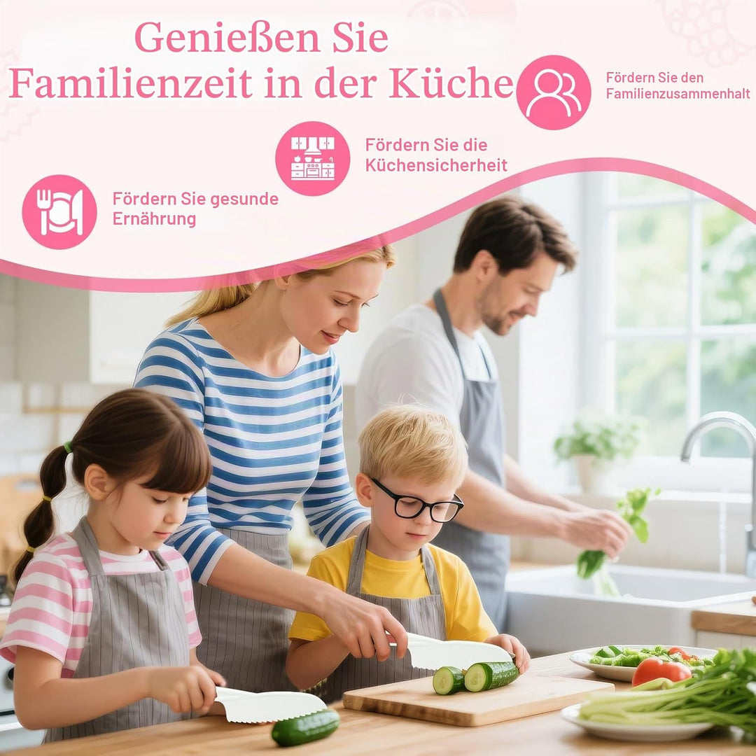 15 Stück Kindermesser, Mit Schürze, Faltbarer Aufbewahrungsbox und Wellenschneider, Kindermesser ab