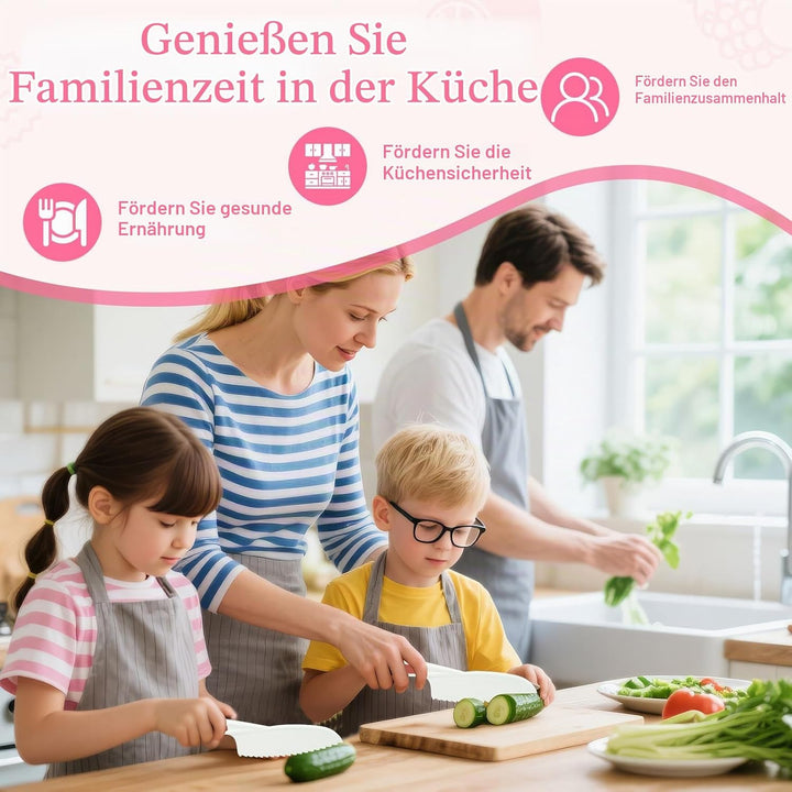 15 Stück Kindermesser, Mit Schürze, Faltbarer Aufbewahrungsbox und Wellenschneider, Kindermesser ab