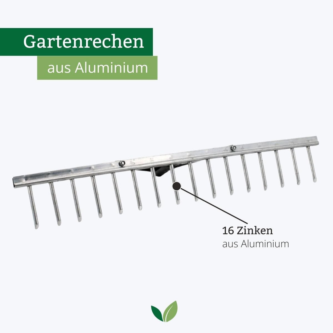 Rekord Aluminium Rechen leicht mit 16 Zinken Breite 62 cm - ohne Stiel, Rechen, Gartenrechen, Laubre