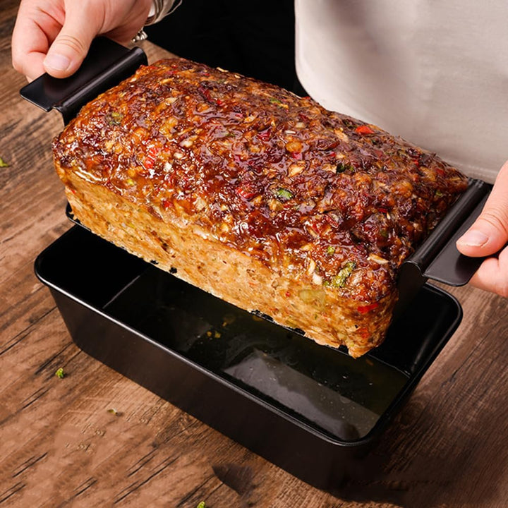 Hackbratenform mit Ablaufschale, 22,9 x 12,7 cm, grosse BPA-freie Ofen-Kastenform zum Backen, Brot,