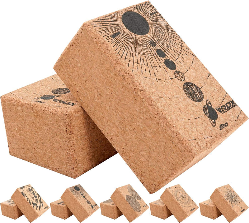 RDX Yoga Cork Block Set, High Density Eva Schaumstoff Rutschfester Blöcke, Leichtes Yogaklotz für Kö