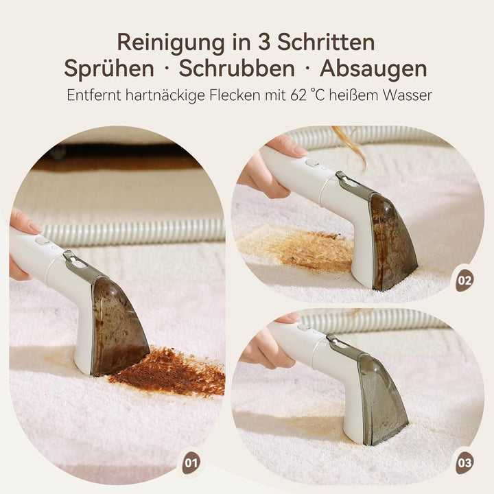Bear SC 3 Nasssauger Polsterreiniger Gerät, Teppichreiniger Waschsauger Nass Trockensauger mit Dampf