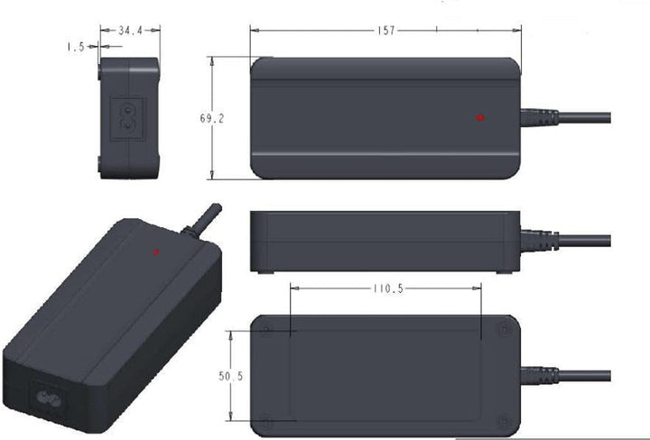 Enerpower Ladegerät 42V 2A 85 Watt 5-Pins Rund für 36V Akkus für Fischer, Phylion, Devron, Lifebike,