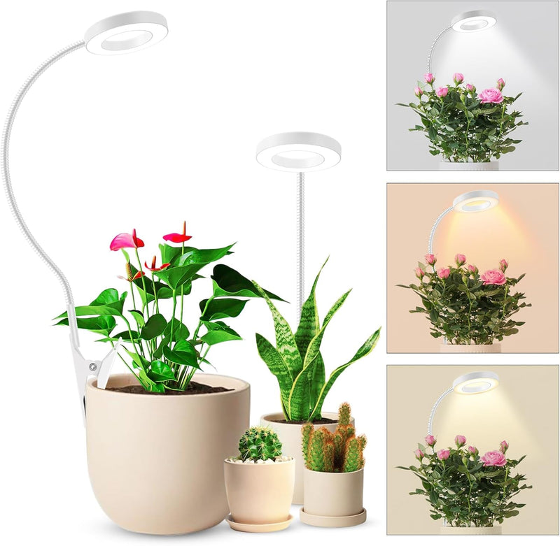 Pflanzenlampe LED Vollspektrum, Pot Clip 6500K Grow Light, zwei Installationsoptionen Pflanzenlicht,