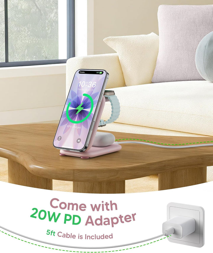 Mag Safe Ladegerät Kabellose Ladestation für Apple-Geräte, 3-in-1-zum faltbar magnetischer Charger K