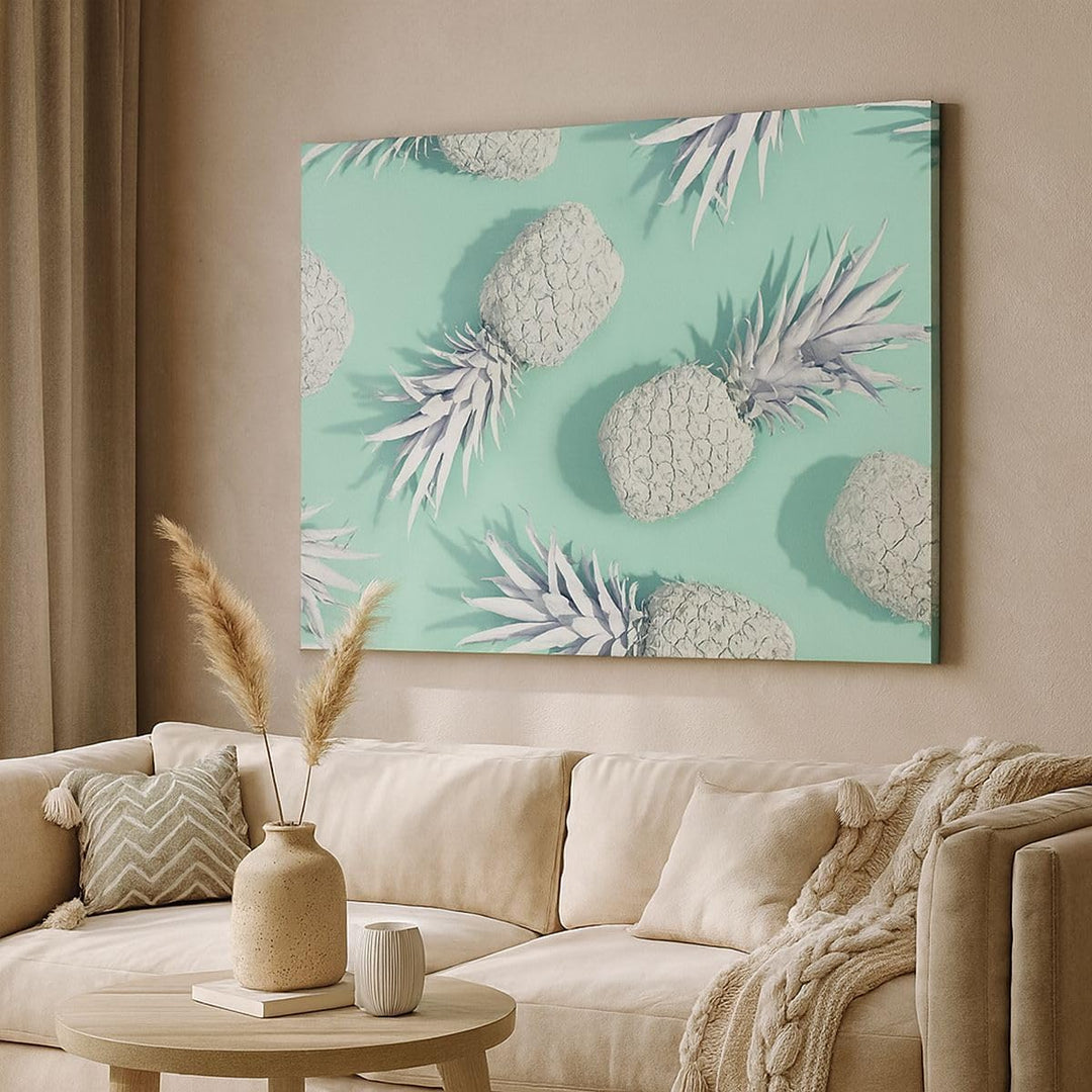 Bilder auf Leinwand 100x70cm Leinwandbild mit Rahmen Ananas Obst Saft Gross Wanddeko Bild Schlafzimm