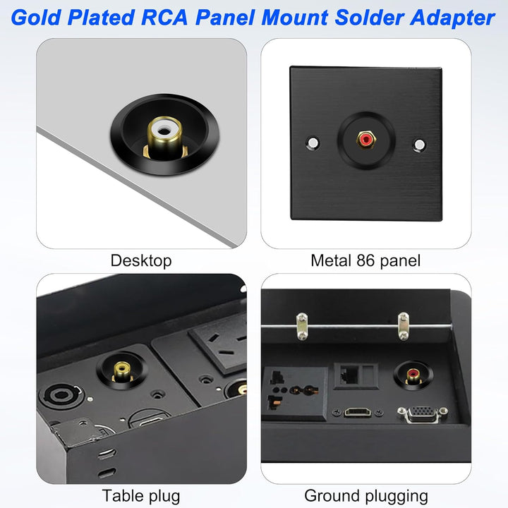 MEIRIYFA RCA Panel Mount Connectors, Cinch Buchse zu Buchse Kuppler Runde Adapter Eingebettet Gewind