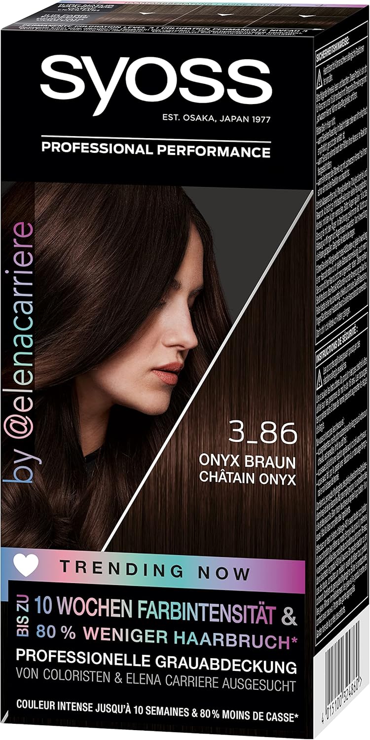 Syoss Color Coloration 3_86 Onyx Braun Trending Now Stufe 3 (3 x 115 ml), permanente Coloration für