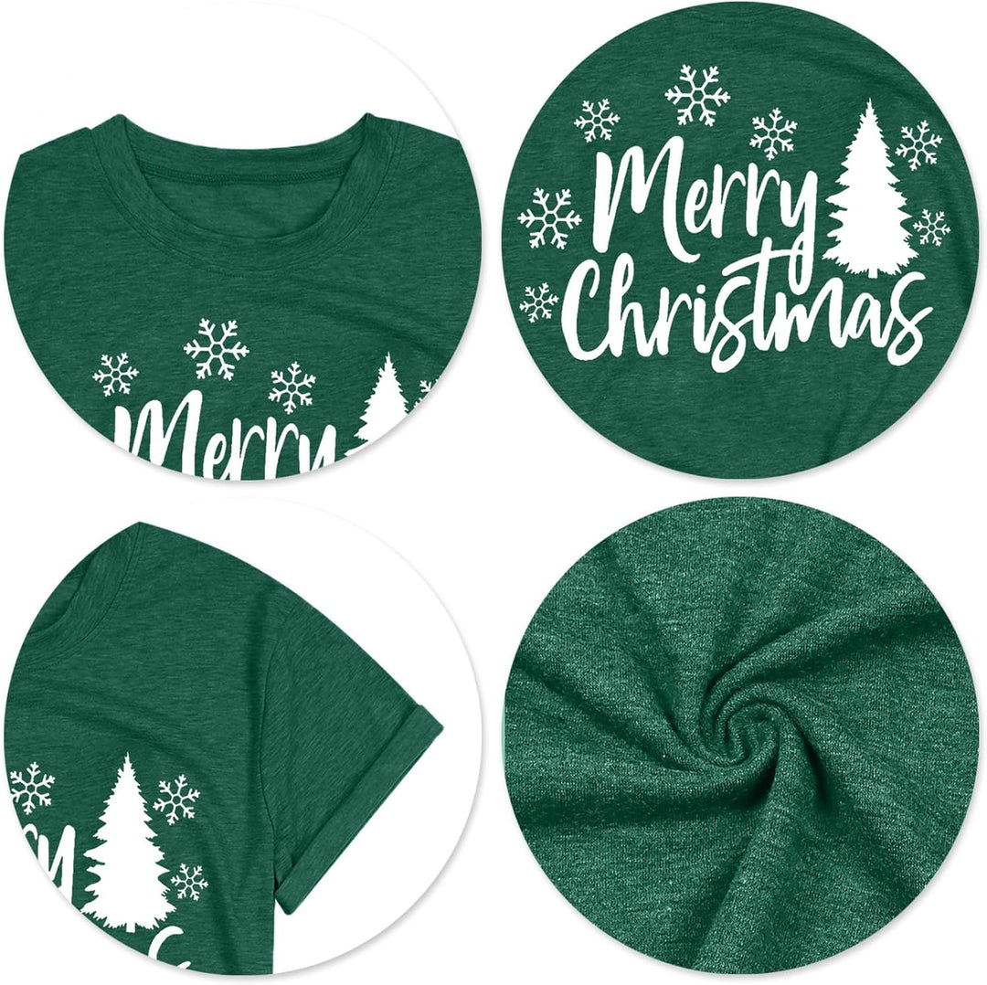 Weihnachtsbaum T-Shirt Für Damen Merry Christmas Bedruckte T-Shirts Kurzarm Holiday Tshirt Oberteile