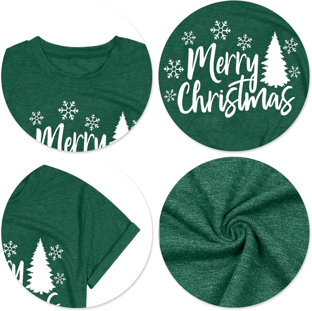 Weihnachtsbaum T-Shirt Für Damen Merry Christmas Bedruckte T-Shirts Kurzarm Holiday Tshirt Oberteile