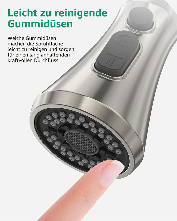 Mbillion ABS-Küchenarmaturkopf, Universal-Sprühdüse mit 3 Funktionen, mit 9 Adaptern, mattschwarz, a