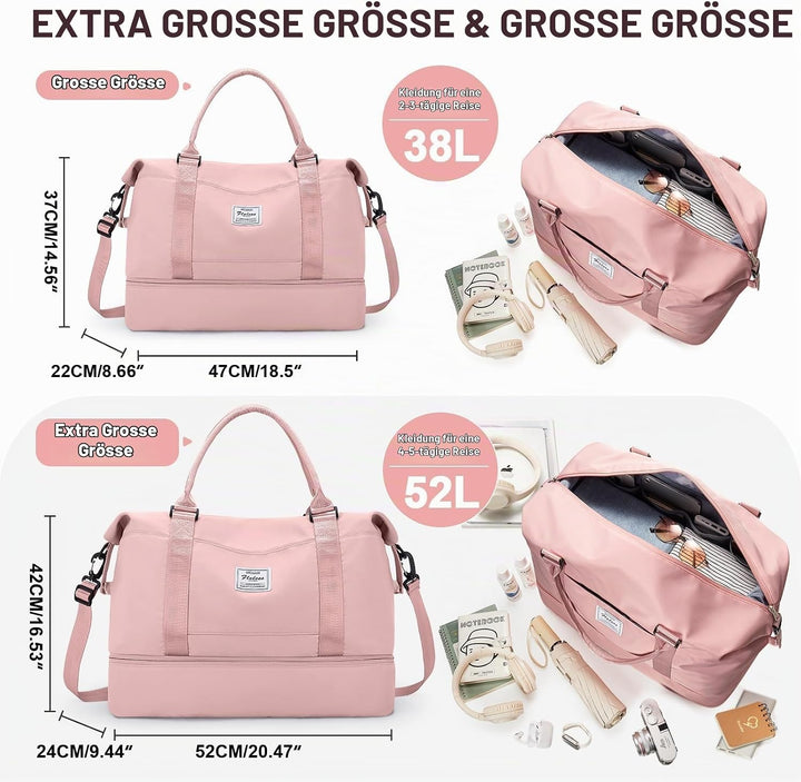 Gross Reisetasche Damen Handgepäck Tasche Sporttasche Weekender Bag Schwimmtasche Wasserdicht Travel