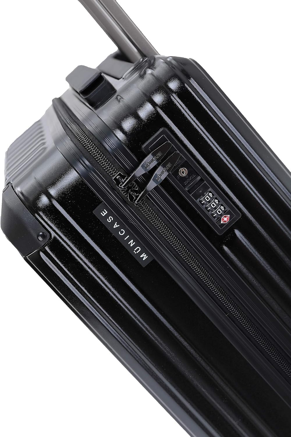 M816 TSA-Schloss, Teleskopgriff, Reisekoffer mit 4 Rollen, Hartschale (Schwarz, Kleiner Koffer) Schw