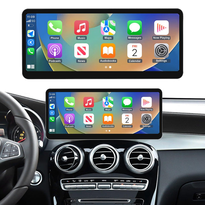 Road Top CarPlay Bildschirm, 12,3 Zoll Ultra-schmal Autoradio Stereo Touchscreen für Mercedes Benz C
