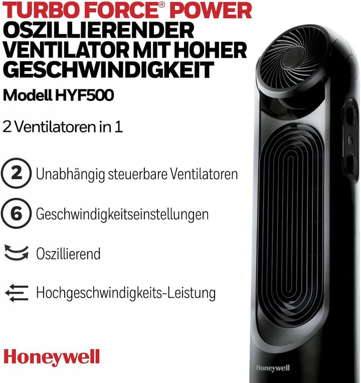 Honeywell TurboForce Power Oszillierender 2-in-1-Turmventilator mit hoher Geschwindigkeit