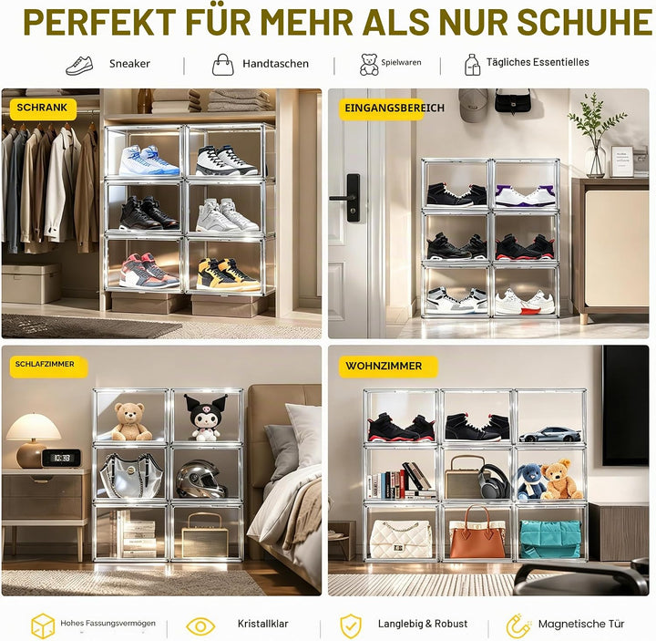 Schuhboxen Stapelbar Transparent Schuhaufbewahrungsbox Schuhkarton mit Deckel Schuh Organizer Schuha