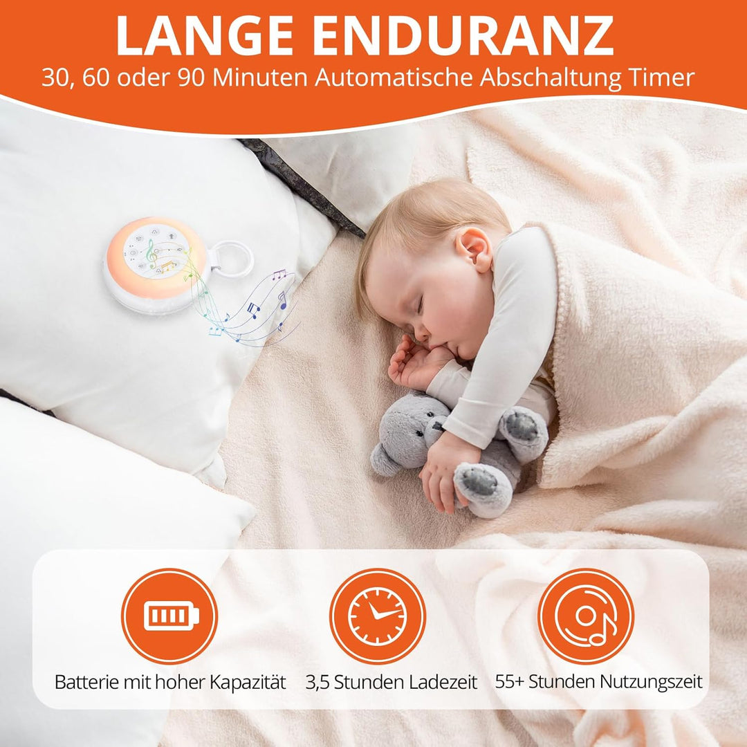FUNYKICH White Noise Machine Baby, Weisses Rauschen Gerät mit Aufnahmefunktion, Wireless Lautspreche