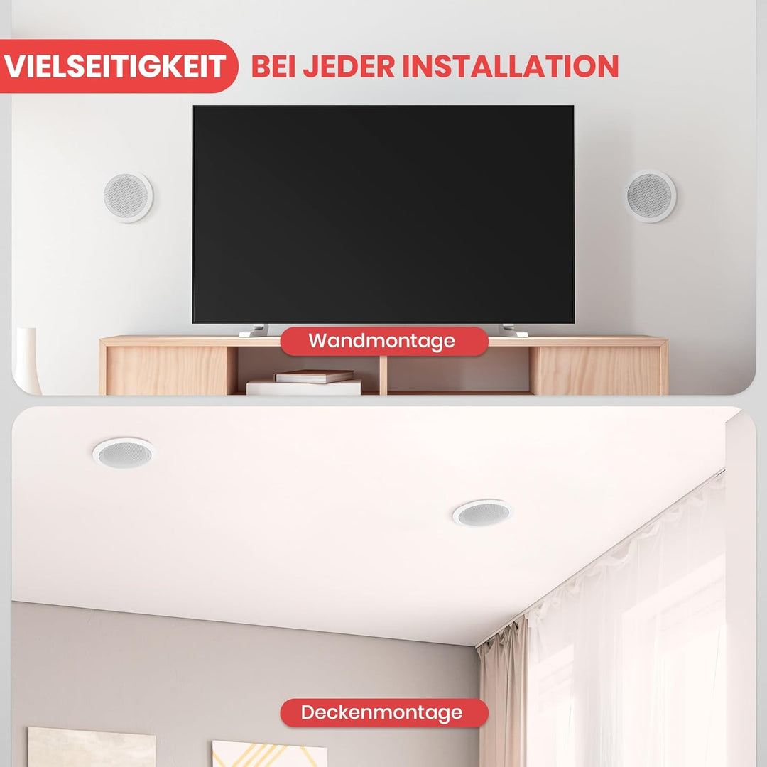 pyle PyleHome PIC6E Deckenlautsprechersystem mit Treble-Regler, 2-Wege, 250 W, 16,5 cm 6.5'' Höhenko