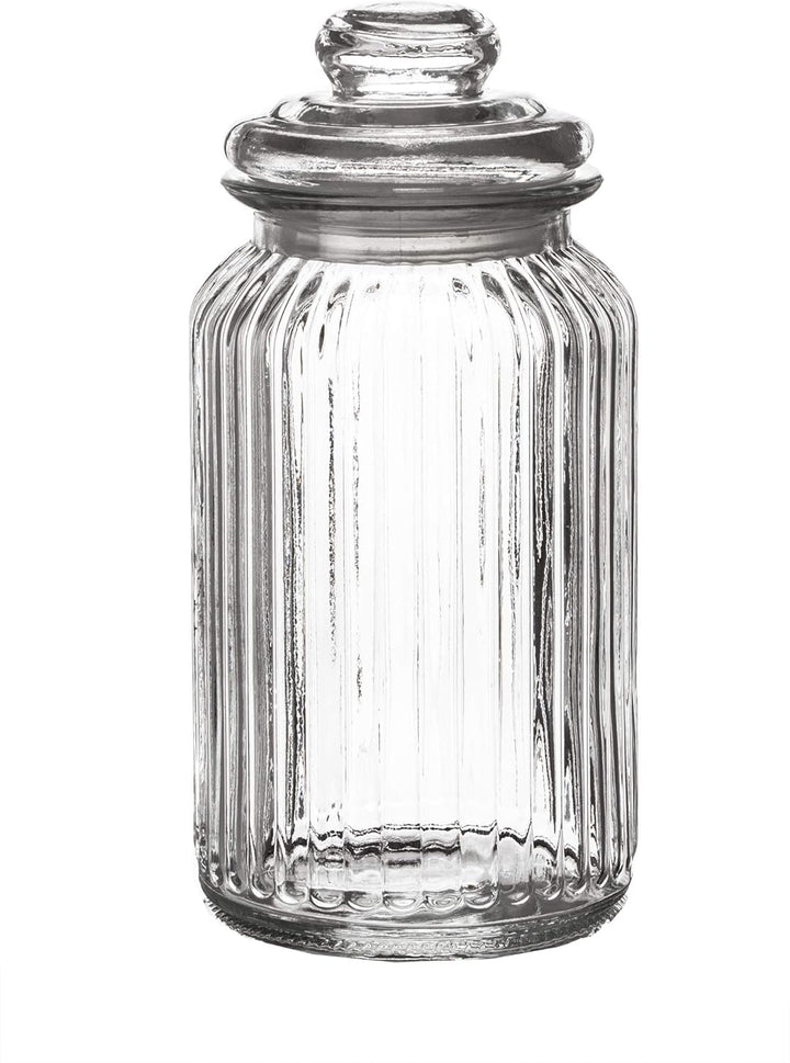 BigDean 6x Bonbongläser Bonboniere 1,3 Liter - Mit Deckel - Für Süssigkeiten, Kekse, Kräuter & Gewür